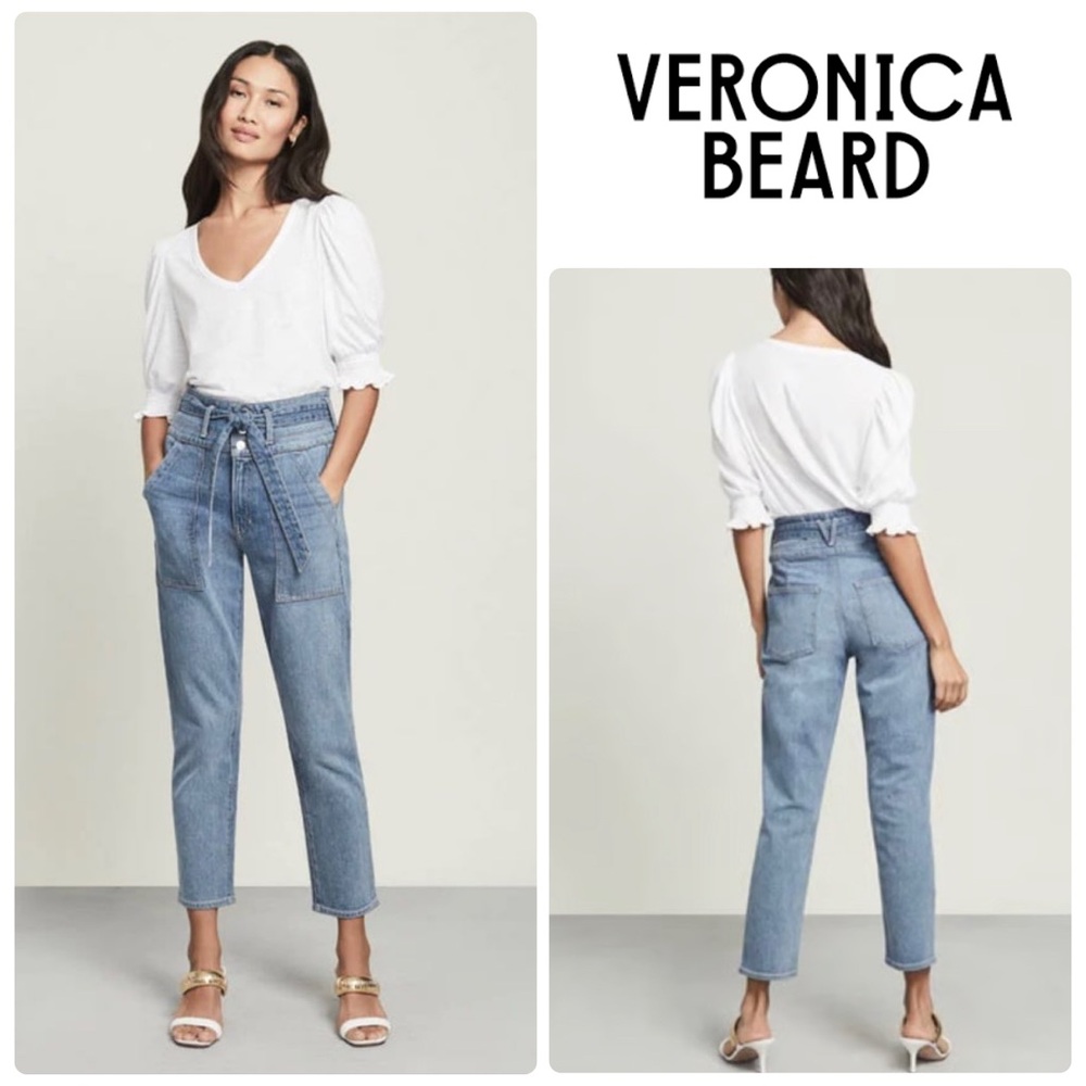 NWOT Veronica Beard Logan Slim Straight Extra High Rise Clearwater Blue Jeans